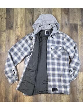 Oakley Hooded Flannel Jacket Mens Small Quilted Lined Plaid 2000s Y2K Era